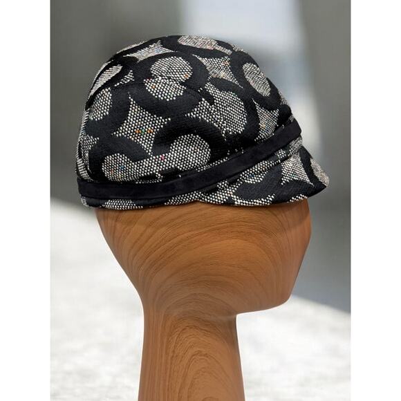 Y2K Coach Signature Op Art Wool Page Boy Hat Size P/S